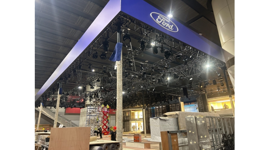 Installation site of Changan Ford booth at the 2023 Guangzhou Auto Show